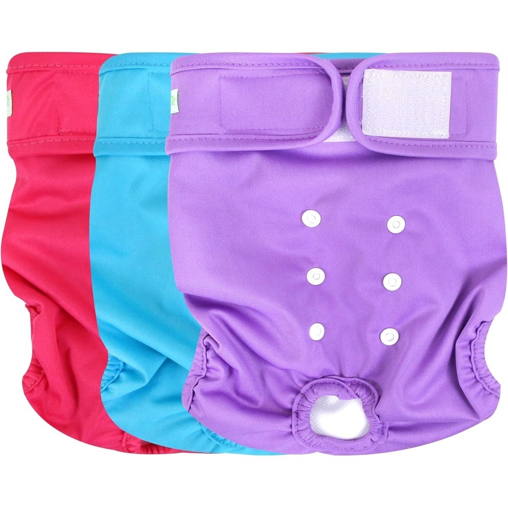 WeGreeco Reusable Washable Dog Diapers Female (3 Pack) - Medium 12" - 15" Waist
